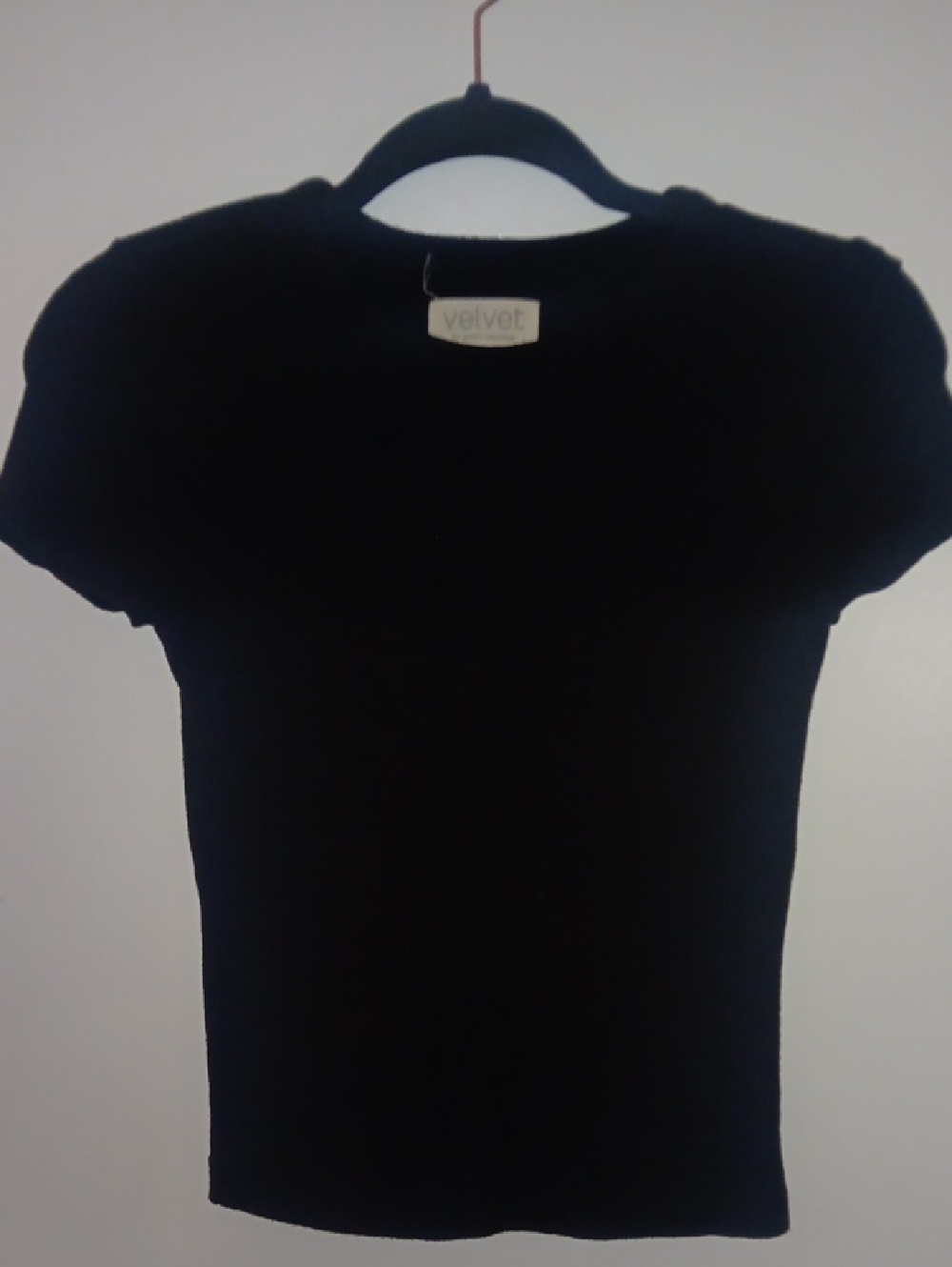 Velvet Black Crew Neck Short Sleeve Top